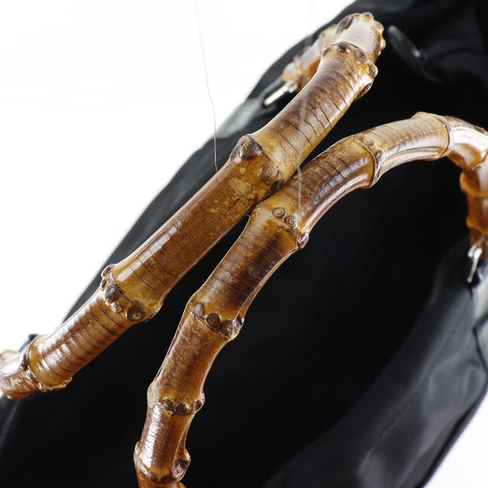 Gucci Bamboo Bag Tote Bag 002-2058-0412-5 black/Brown Nylon Canvas/leather Unisex Used