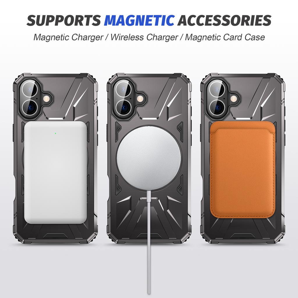 For iPhone 16 Magnetic Case TPU+PC Phone Cover with Rotary Ring Kickstand