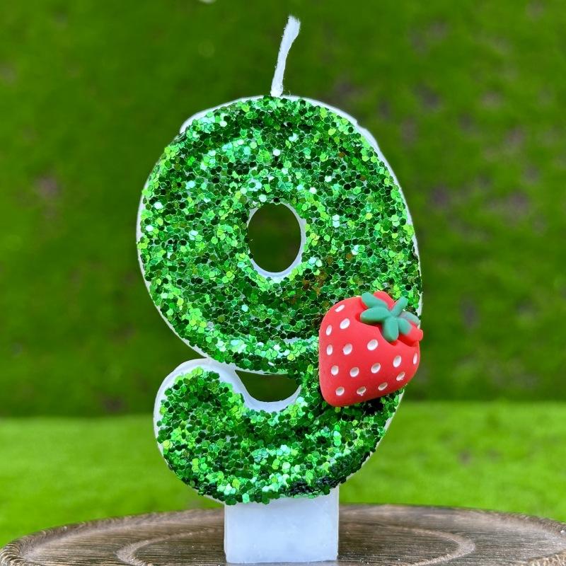 Strawberries Number Boy Birthday Candle Mini Party Supplies Girl Candle 3 Years Wedding Decorations Items Candles For Cake