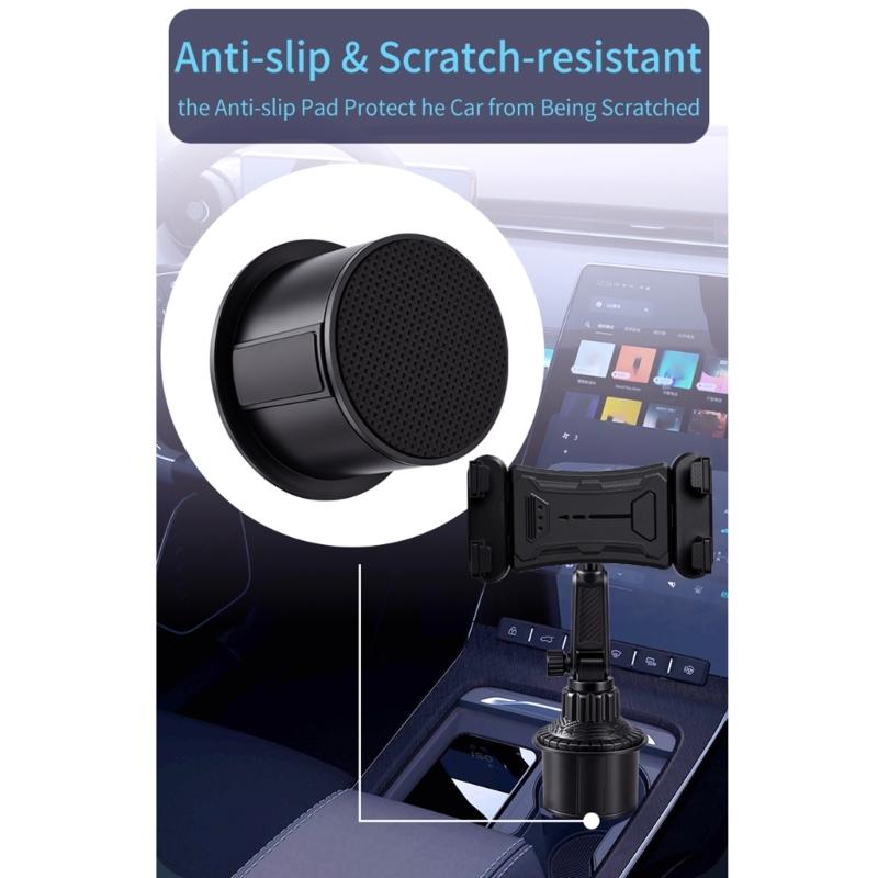 Adjustable Vehicle Cup Holder Mount For Smartphones And Tablets Up To 17inches With Secure Spring Clip