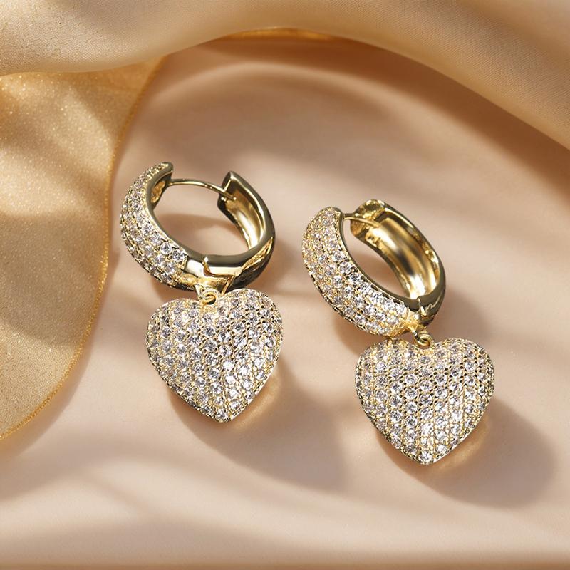 CAOSHI Noble Gold Color/Silver Color Heart Shaped Pendant Earrings Fashion Magnificent Accessories Female Party Jewelry Gifts