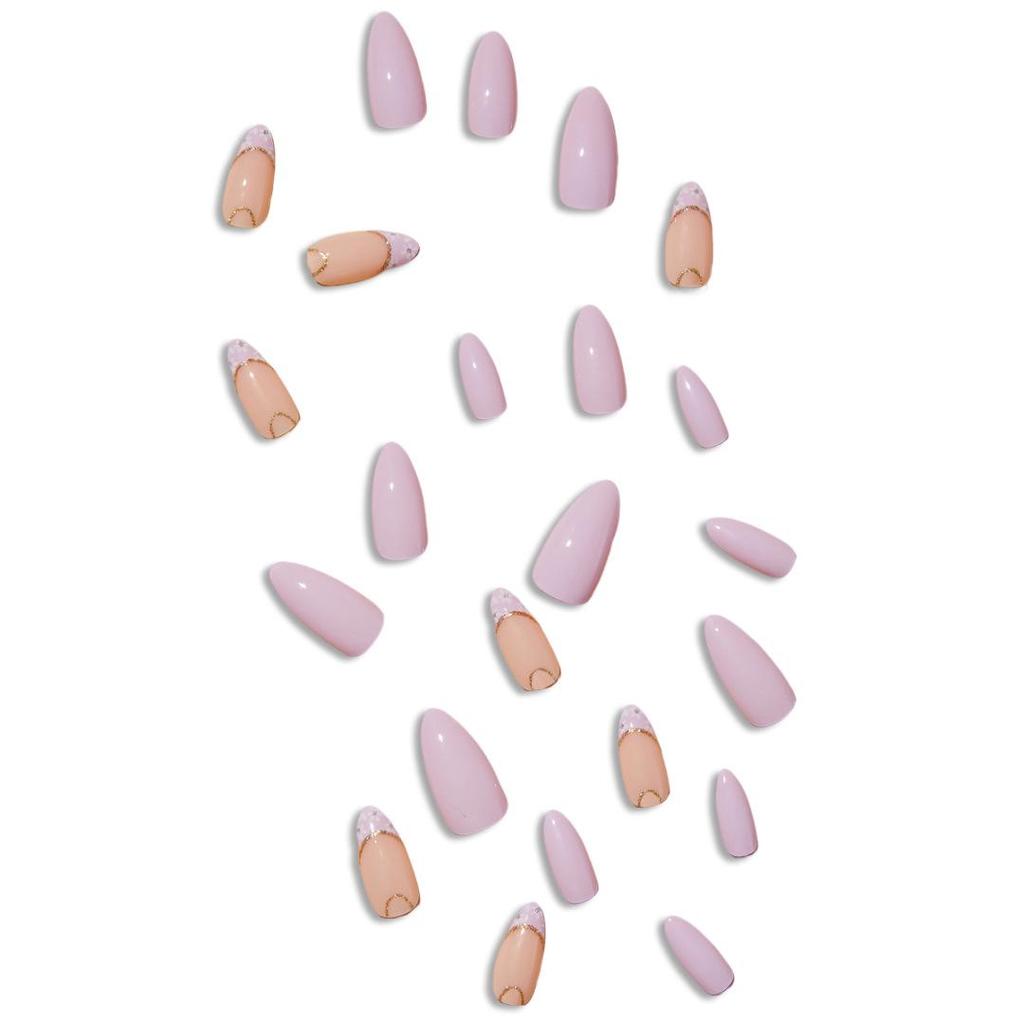 Almond Shape Glitter French Style Nail Art Tips - Wearable European and American False Nail Stickers