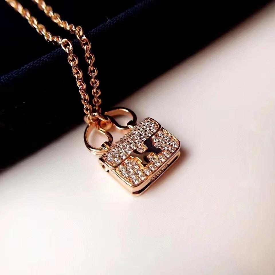 

Ожерелье Kang Kang Luxury H Bag: Подвеска из стерлингового серебра и розового золота 18 карат с бриллиантами для женщин