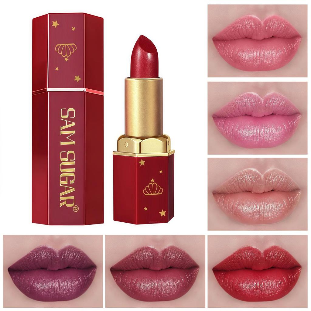 Mermaid Lipstick Shimmer & Pearlescent Finishes Lipstick Red Tones Long-Lasting Matte Finish Lip Gloss, Perfect Christmas Gift