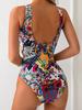 Modischer Cartoon-Print Hohe Taille Bauchkontrolle Spezieller Stil Bikini Badeanzug Für Damen
