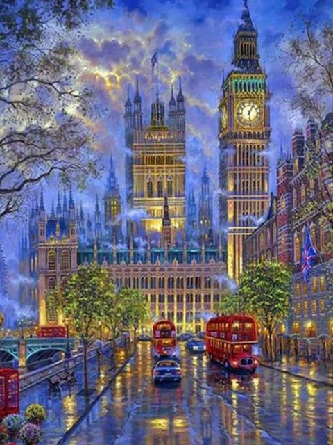 Full Round/Square Diamond Painting Cross Stitch City Kits 5D DIY Mosaic Scenery Home Decoration