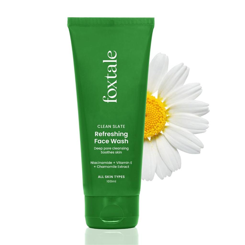 Foxtale Refreshing Face Wash for Deep Cleansing with Niacinamide, Hydrates & Brightens, Non-Drying Cleanser for Glowing Skin, Men & Women, For All
