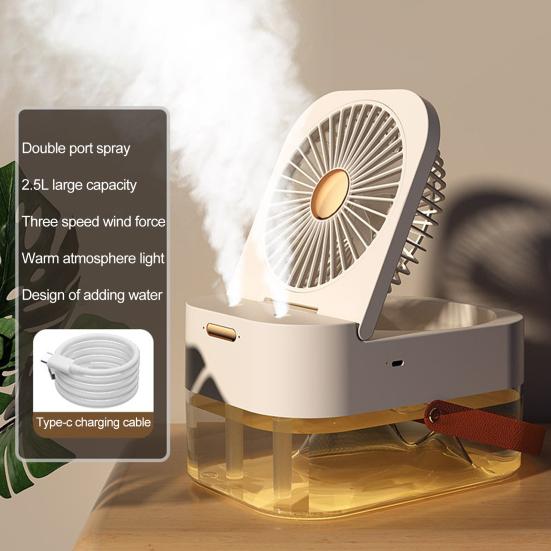 Přenosný mini osobní odpařovací chladič vzduchu se 3 rychlostmi LED světlem velkokapacitní nádržka na vodu osobní stolní klimatizační ventilátor