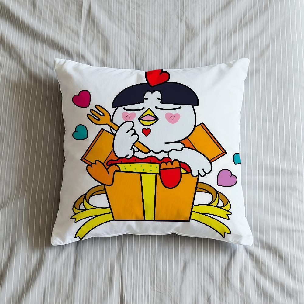 Kwaii Cushion Cover Soft Case Anime R-RamenS Sofa Living Room Logo Home Comfortable Office Decor Protective Pillow B-BuldakS