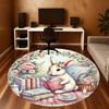 1pc Rabbit, Flowers Round Chair Mat Area Rug - Non-Slip, Floor Mat for Office, Bedroom, and Indoor Decor -1002060