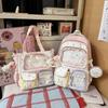 Spring new color contrasting two-piece backpack for primary and secondary school students, high-value dopamine make-up bag for high school students