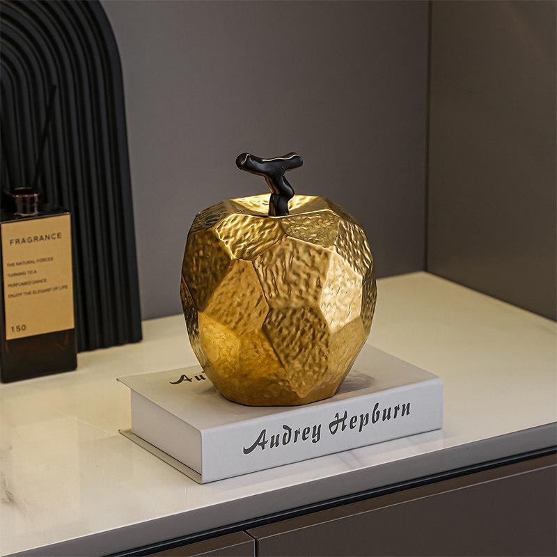 Medieval-style Geometric Apple Ceramic Desktop Ornament-Sophisticated Niche Decor for Living Room Entryway Bedroom Home