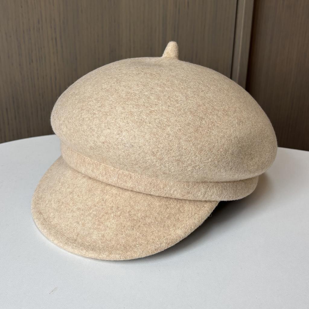 Short Brim Woolen Equestrian Hat Peaked Hat Women Autumn and Winter Travel Fashion Retro Beret Knight Hat