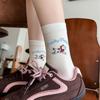 White Cartoon Socks Socks Spring Cotton Striped Stack Socks Cute Puppy Polka Dot Stockings