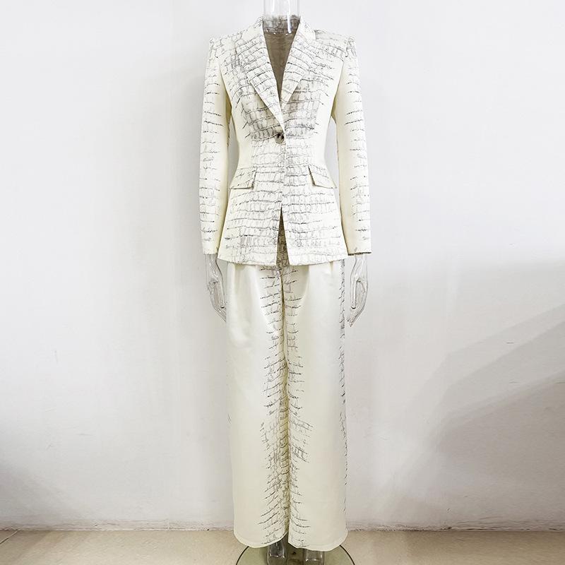 2025 New European & American Celebrity Fashion Crocodile Print Suit Set