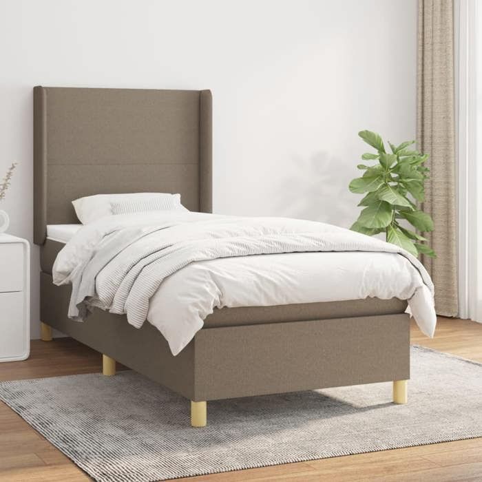 Maison Exclusive - Sommier à lattes de lit avec matelas Taupe 100x200 cm Tissu