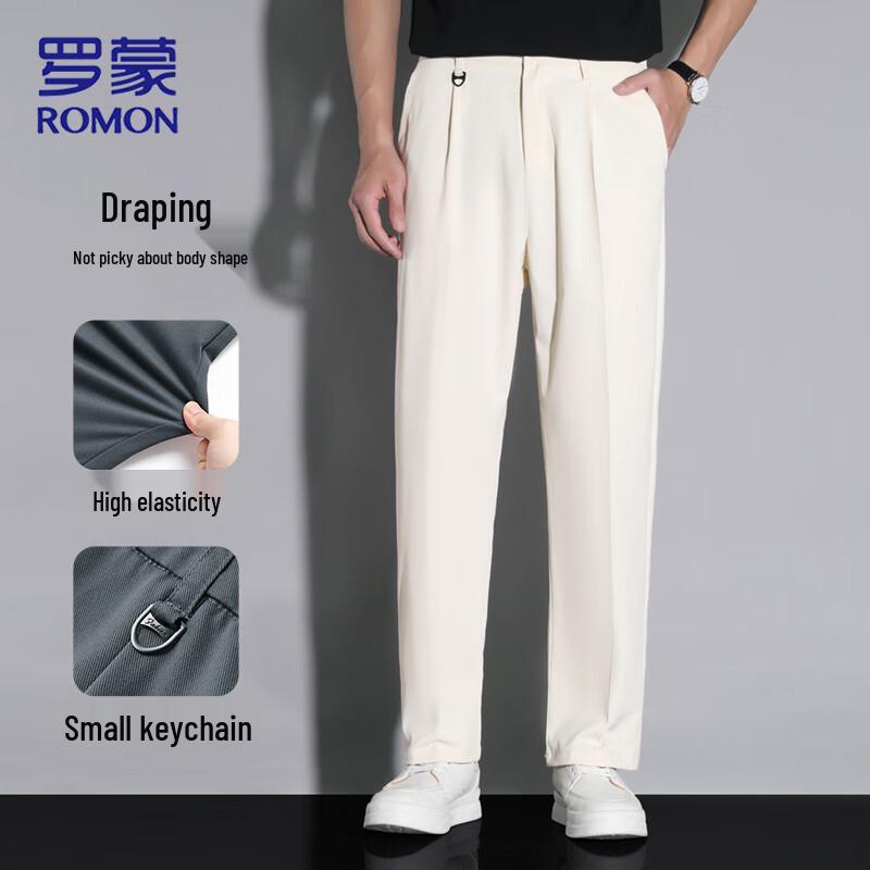 

ROMON Men s Straight-Leg Anti-Wrinkle Casual Pants M