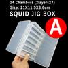 Bimoo 1Piece Plastic Fishing Lure Box / Squid Jig Box Fishing Tackle Case EGI / Bass Fishing Accessories