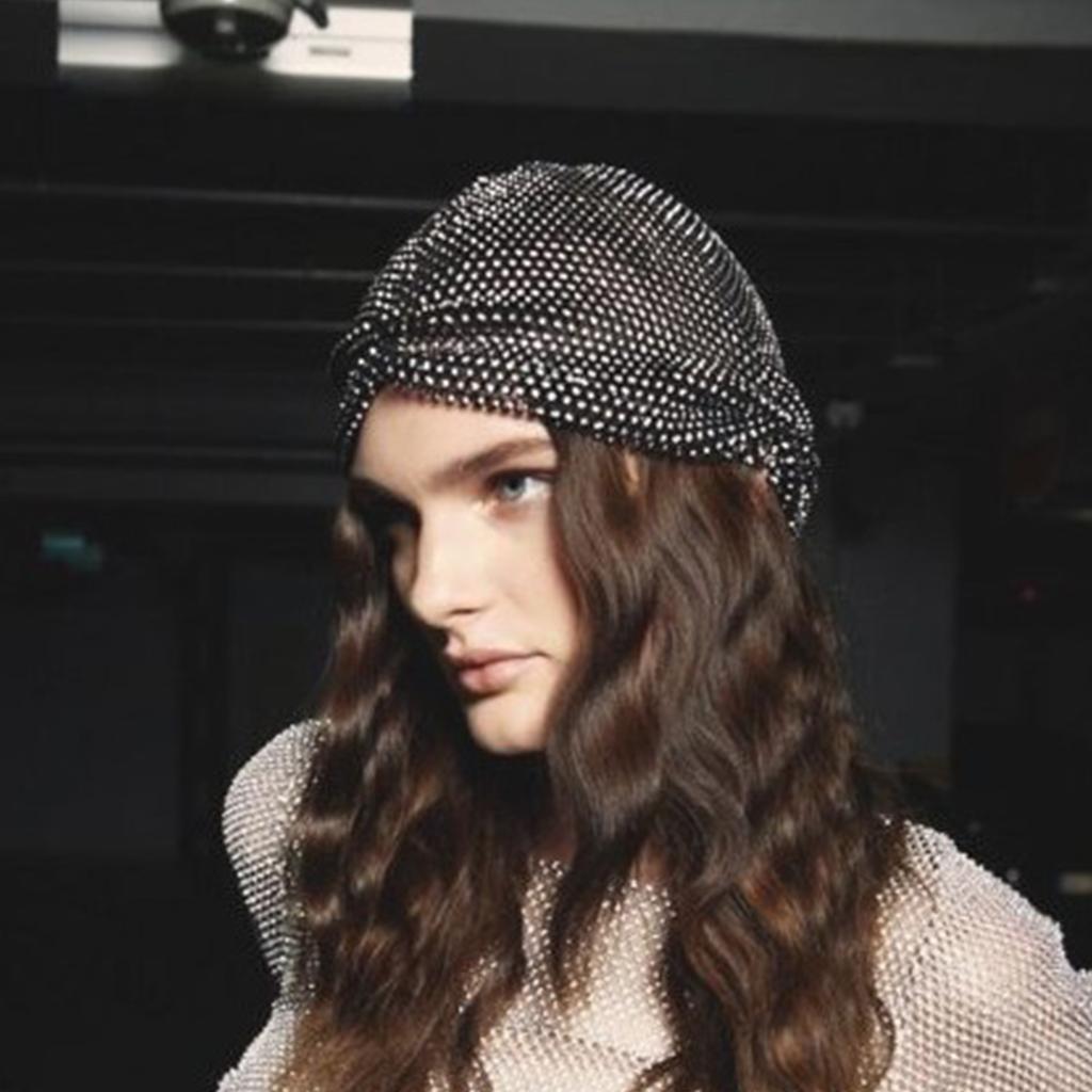 Glitter Rhinestone Elastic Hat Shinning Nightclub Beanie Hat Carnivals Festival Beanie Clubwear Adult Hat