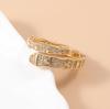 18K Gold European Snake Pattern Adjustable Ring with Micro-set Diamonds