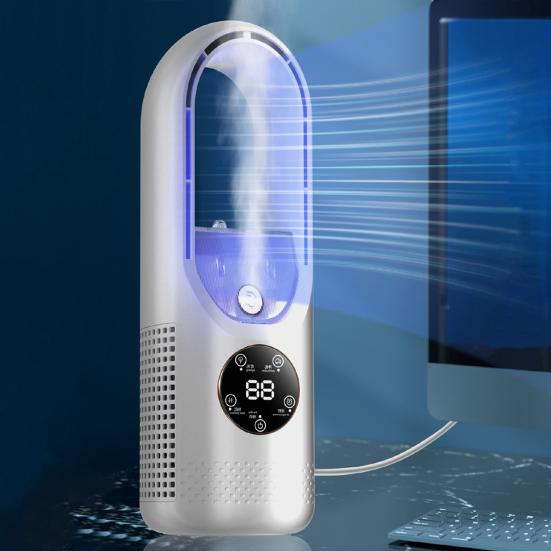 Cooling Fan Personal Mini Air Conditioner Digital Display 6 Wind Speeds Energy-Saving Blade-Free Silent Portable Air Conditioner