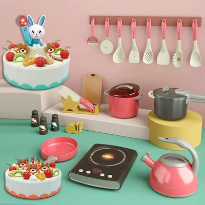 High Quality Christmas Gifts for Girls Kids Kitchen Cooking Toy Set Play Food With Pots Pans Cookware Play Role Playing Toys