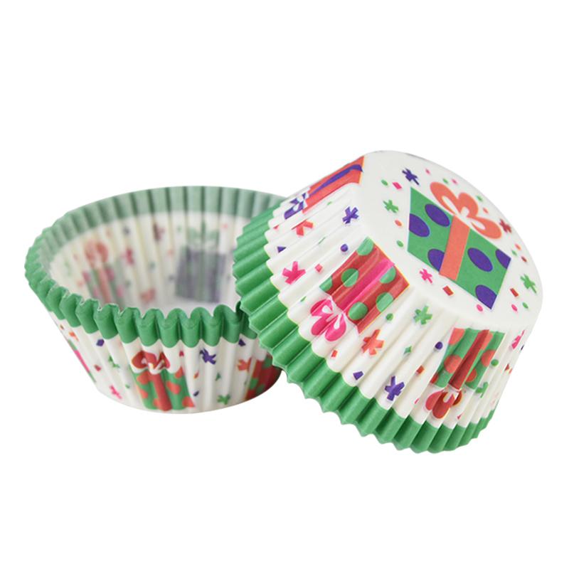 100Pcs Christmas Cupcake Paper Cups Muffin Cupcake Liners Merry Christmas Cake Mold Baking Cup Home Christmas Cake Decorations