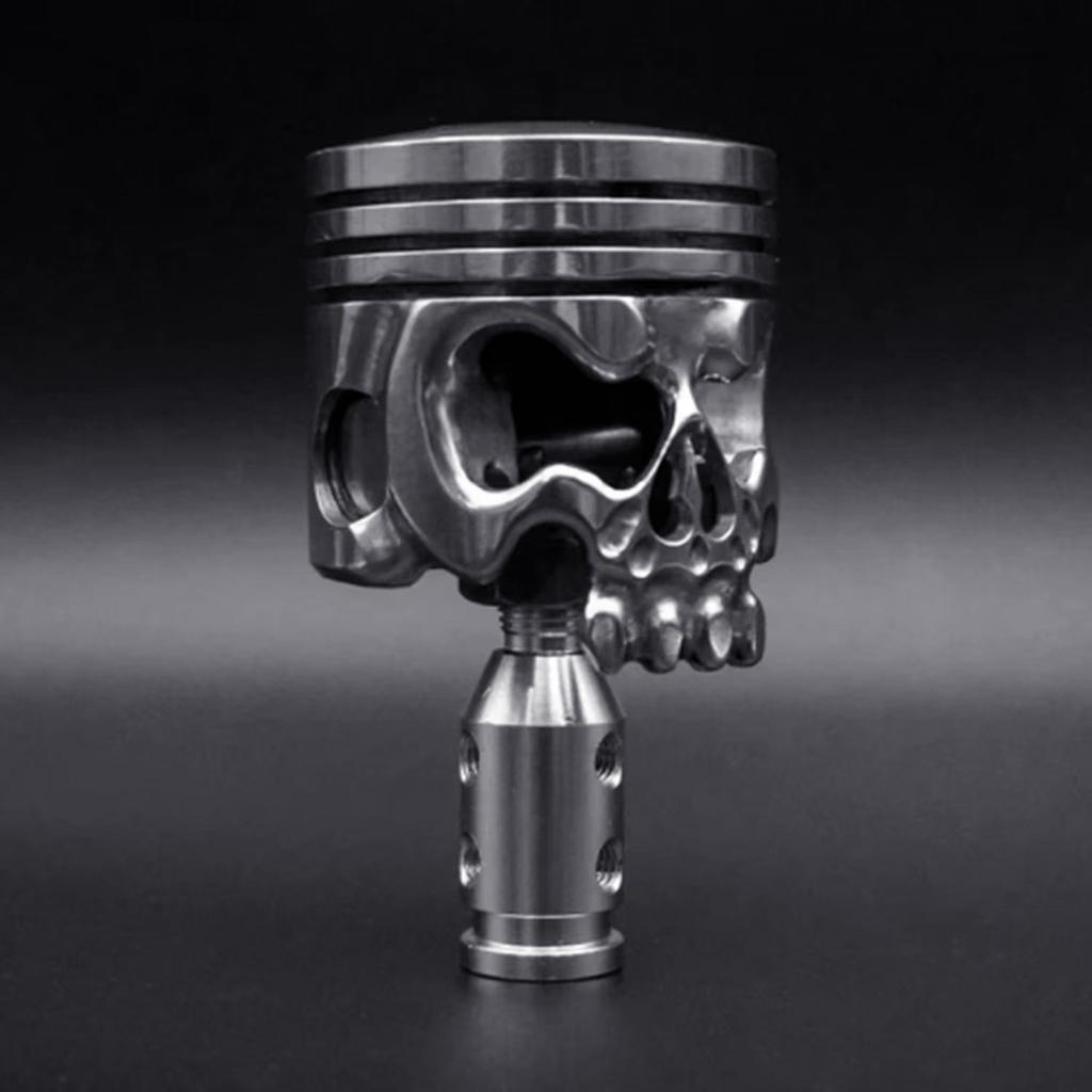 Stylish Gear Lever Head Handle Stainless Steel Skull Shape Shifter Stick Knob for Manual/Automatic Transmission Vehicles