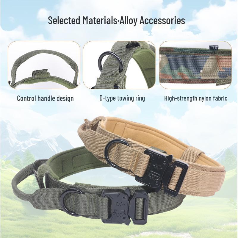 Tactical Dog Collar for Large & Medium Dogs - Thick, Non-Choking Military Design