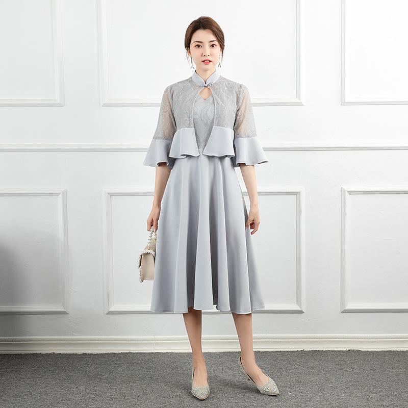 

Foreign Trade Evening Dress Annual Meeting New Spring Medium and Long Fashion South East Asia Skinny Dress XXL сірий колір