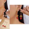 Flower Earrings Alloy Pearl Drop Jewelry For Women With Fruit Design For Casual Wear