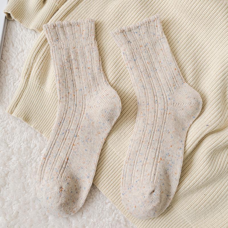 Female Autumn and Winter Thickened Warm Point Yarn Lace Lovely Wool Long Pile Pile Socks