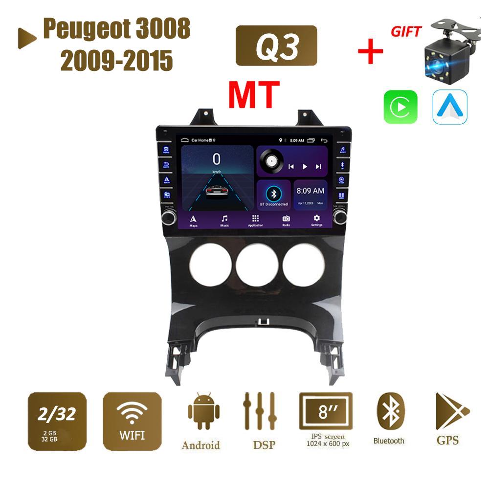 

Для Peugeot 3008 2009-2015 с кнопкой Android автомобильный радиоприемник мультимедийный плеер навигация стерео GPS 2 Din Carplay 2 + 32 ГБ 2+32GB,MT