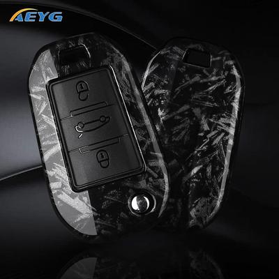 Abs Carbon Fiber Car Key Case Cover For Peugeot 208 2008 308 3008 508 408 307 4008 For Citroen C3 C4 C5 C6 C8 Keychain