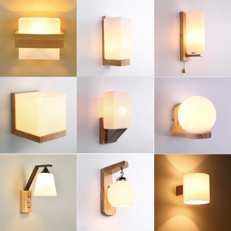 Japanese Minimalist Wooden Wall Lamp for Bedroom, Living Room, or Staircase