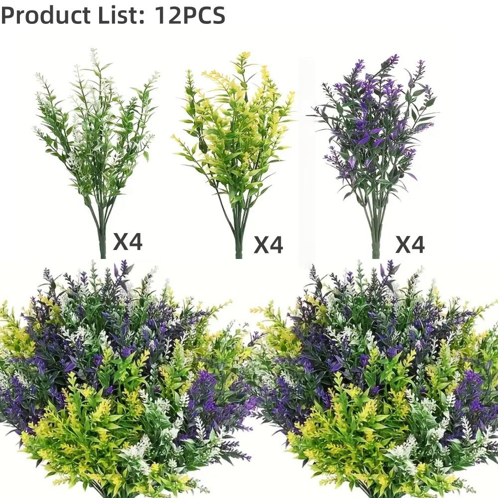 UV-Resistant Artificial Lavender Bouquets - Vibrant  Floral Arrangements for Outdoor Garden, Porch, Window Sill, Home Decor