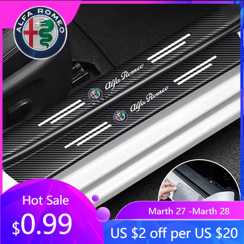 For Alfa Romeo 2026 Hot Sticker Carbon Fiber Car Door Threshold Protector Stickers Waterproof For Alfa Romeo 4C 159 166 Spider G