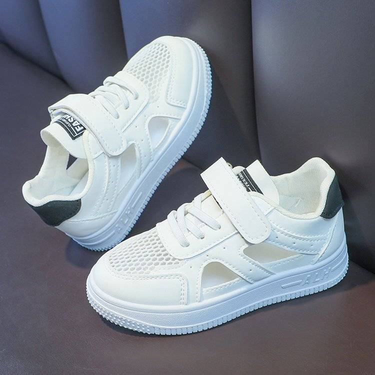 Children's casual mesh shoes 2025 spring new popular breathable single mesh shoes low-top sports little white shoes boys shoes