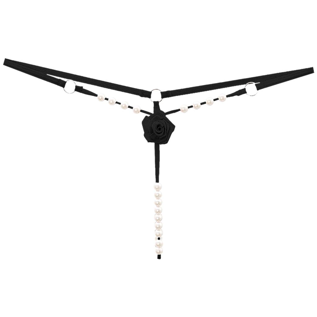 Sexy String Underwear Women Crotchless Flower Panties G String Lady T-Back Thong Transparent Lingerie With Pearls Panties New