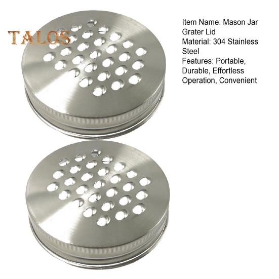1/2Pcs Mason Jar Grater Lid for Regular Mouth Jar Easy To Carry Store Rust-Resistant Stainless Steel Strong Wear Resistance Multipurpose Canning Lids