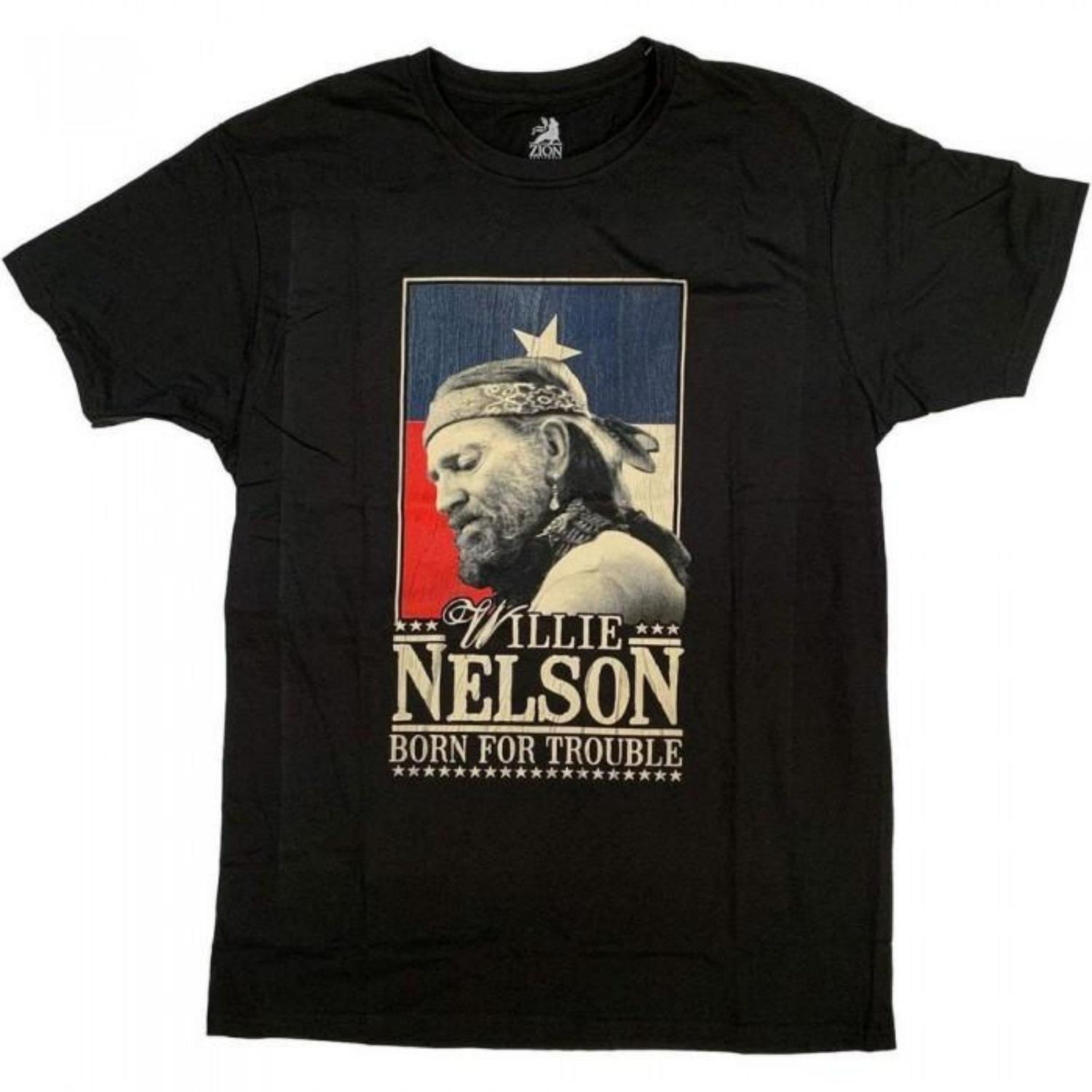 Willie Nelson Unisex Adult Born For Trouble Cotton T-Shirt S
