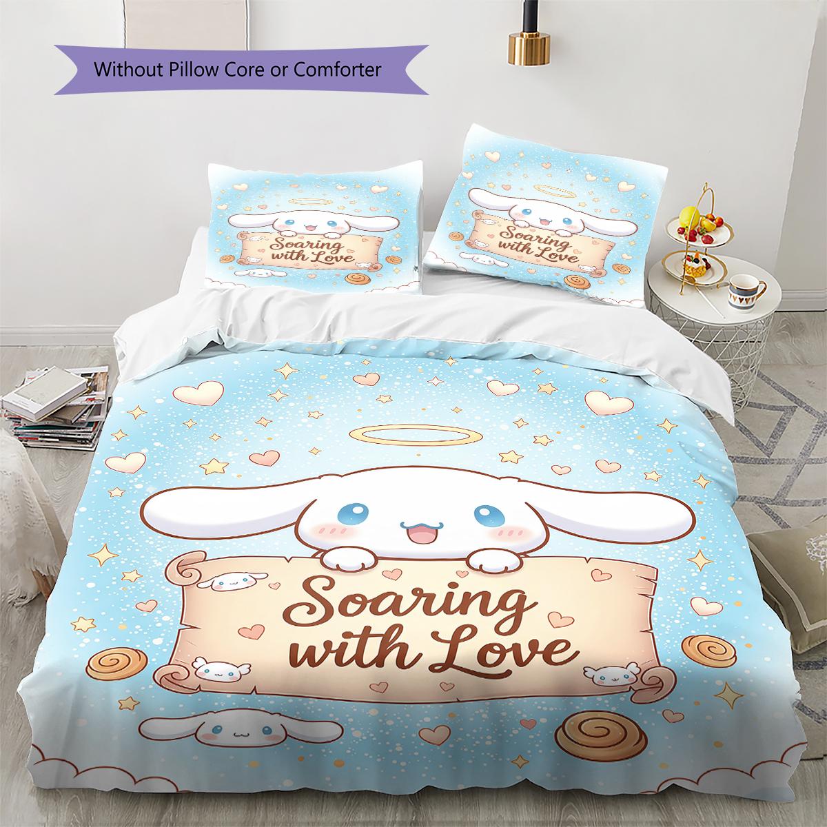 

Cinnamoroll Pattern Bedding,Quilt Set Quilt Cover Pillowcase Home Birthday Gift(1 * duvet cover + 2 * pillowcase, without core) 135x200cm