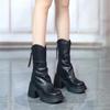 Autumn and Winter New Waterproof Platform Thick Heeled Fashion Boots with Thick Sole Height Increasing Short Tube Slimming Boots