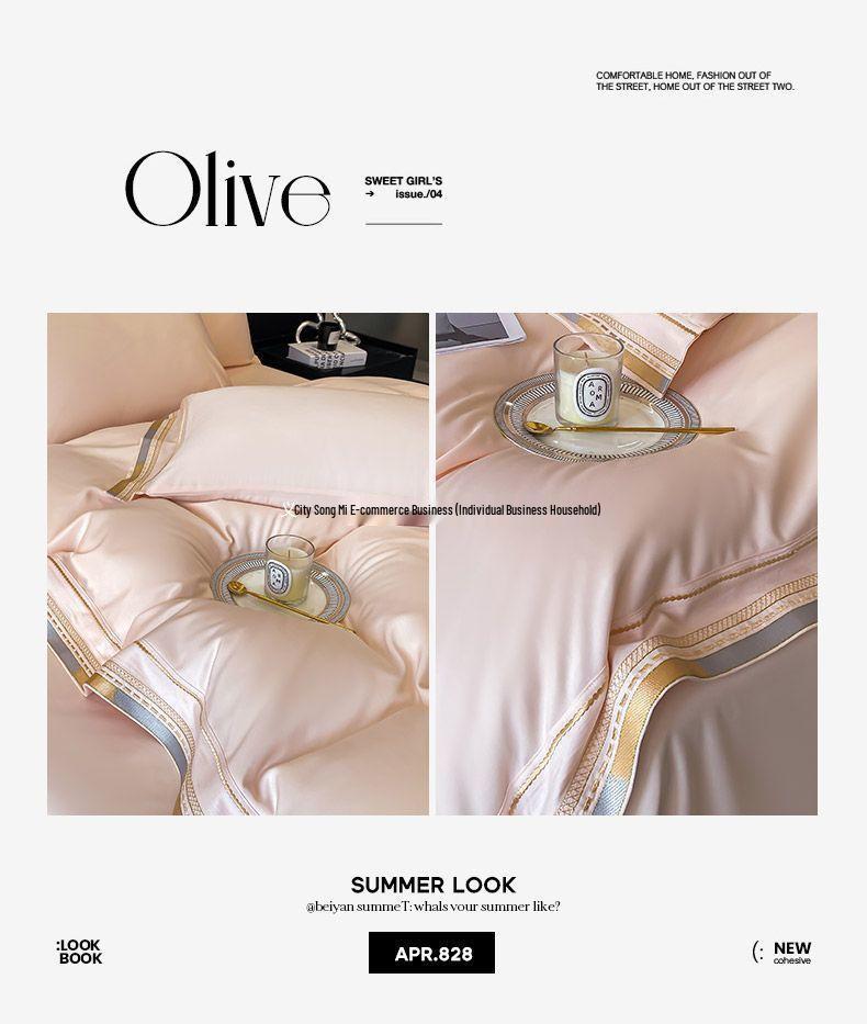 Luxury Lyocell Tencel Four-Piece Bedding Set – Double-Sided Ice Silk for Spring-Summer
