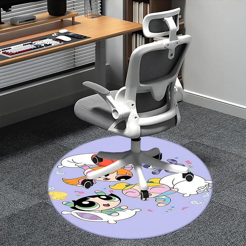 Powerpuff Girls Chair Mat Round Carpet - Home Decor, Office Rug