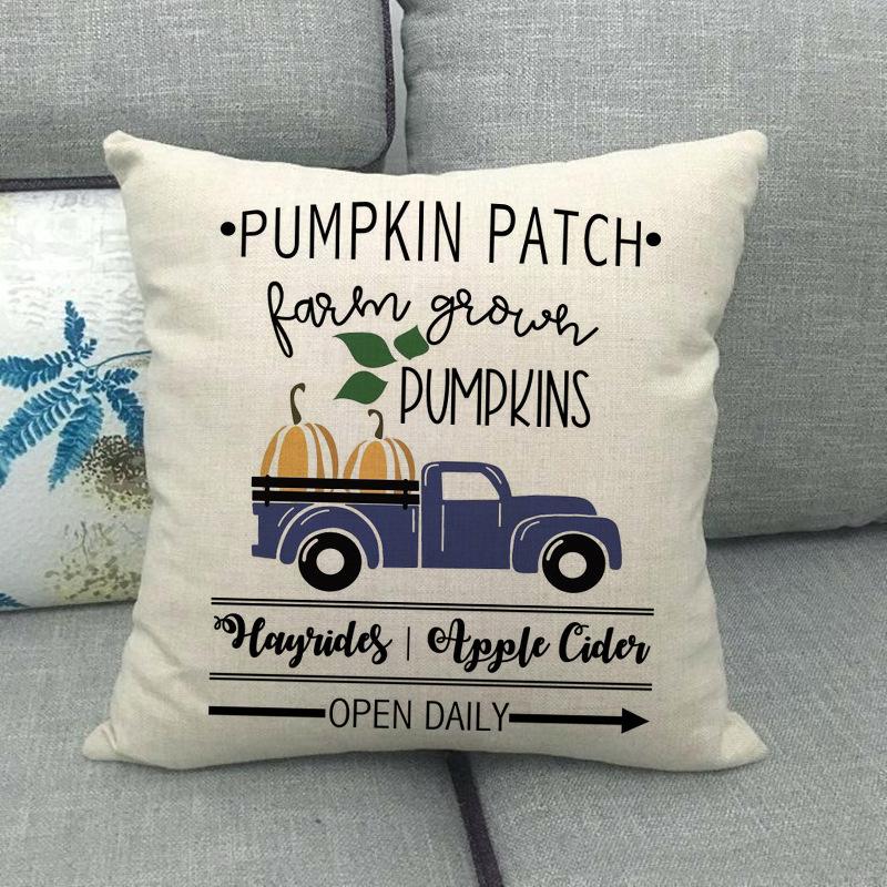 Autumn Thanksgiving Pumpkin Truck Digital Printing Short Plush Pillow Covers For Car Sofa Office Cushion Cover Home Goods