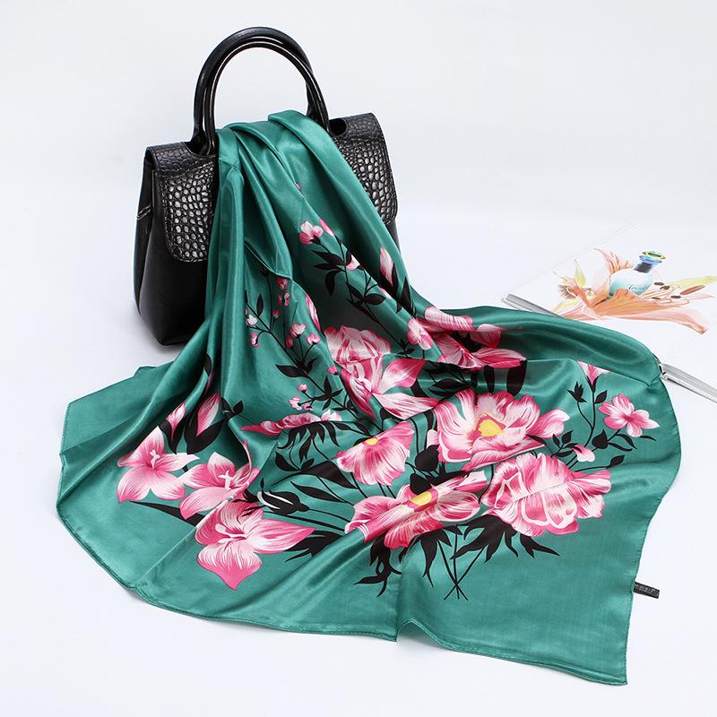 Women's Baotou Artificial Silk Satin Silk Scarf 90cm Printing Square Scarf Silk Scarf