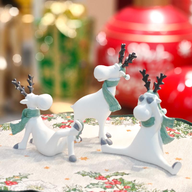 Sculptură ren de Crăciun, Statuetă din rășină pentru sărbători, Ornament decorativ de familie pentru Crăciun, Dormitor, Sufragerie, Decor pentru atmosferă festivă