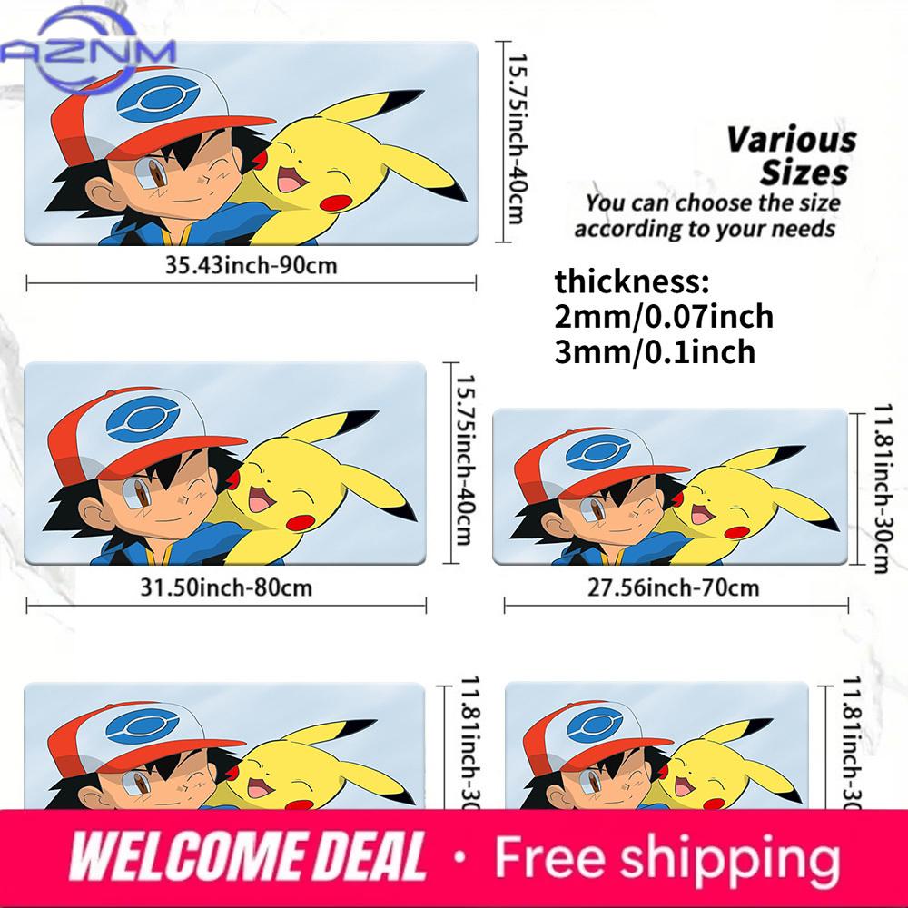 Ash Pikachu NonSlip Washable Gaming Desk Mat 300x800x2mm