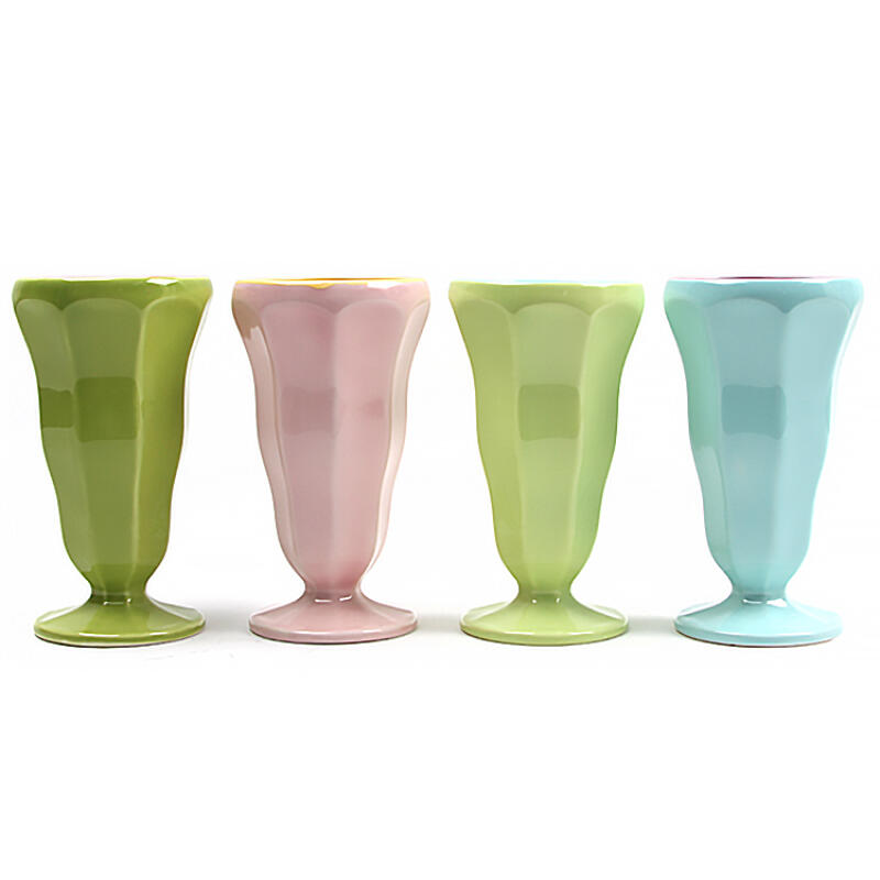 Pastel Color Smoothie Parfait Cup Glass Long Mug 4-piece Set